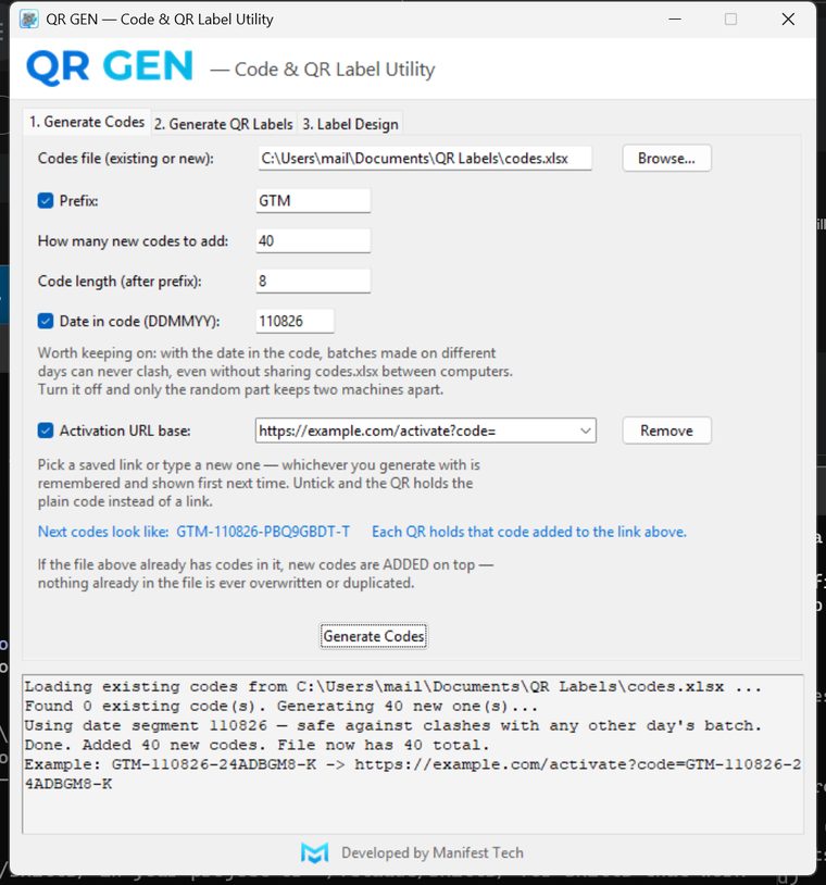 QR GEN - Generating a batch of unique codes